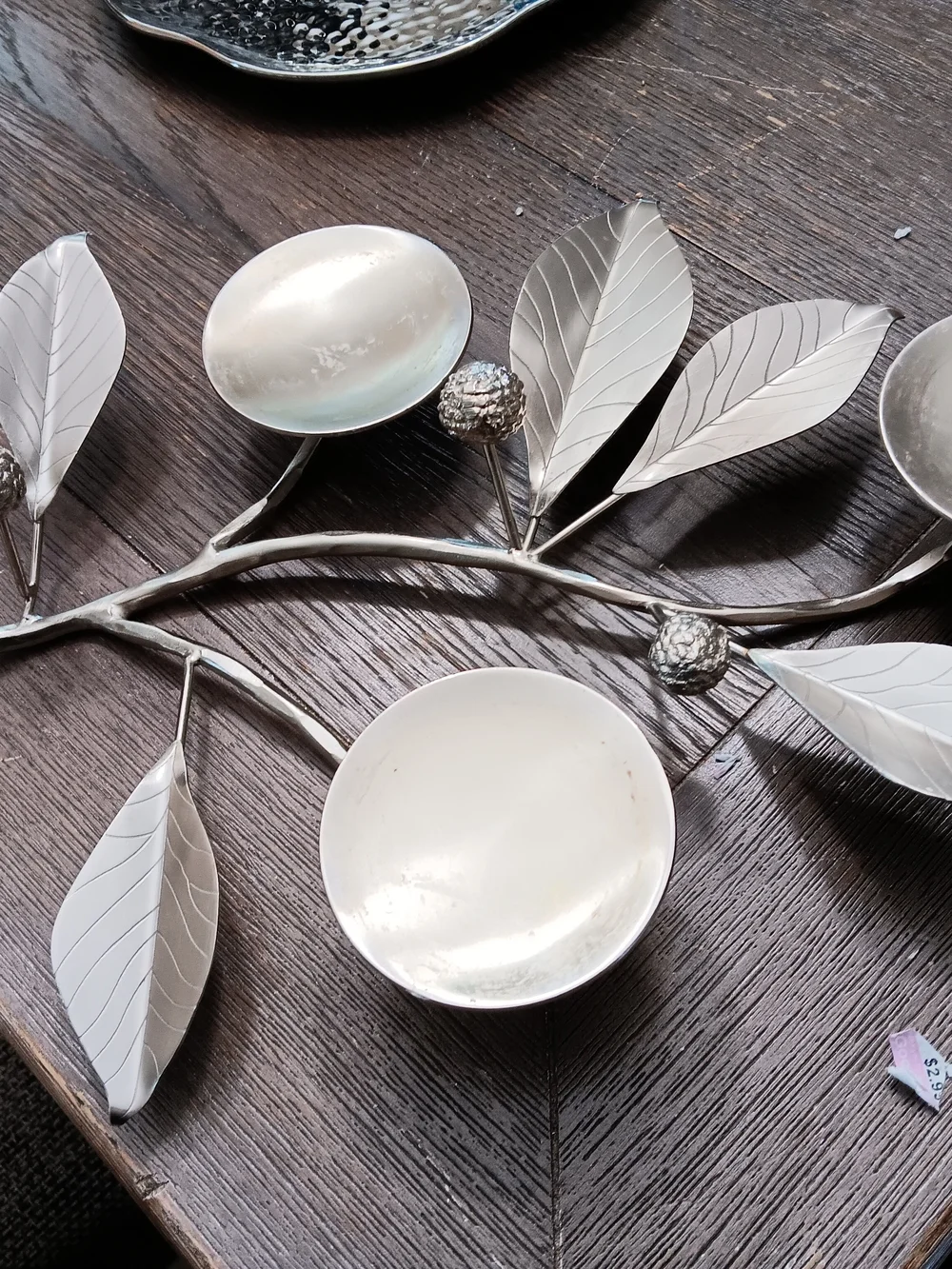 Crate&Barrel Silver Leaf Branch Candle Holder